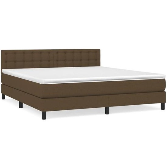 vidaXL Lit boxspring avec matelas brun foncé 160x200 cm Tissu