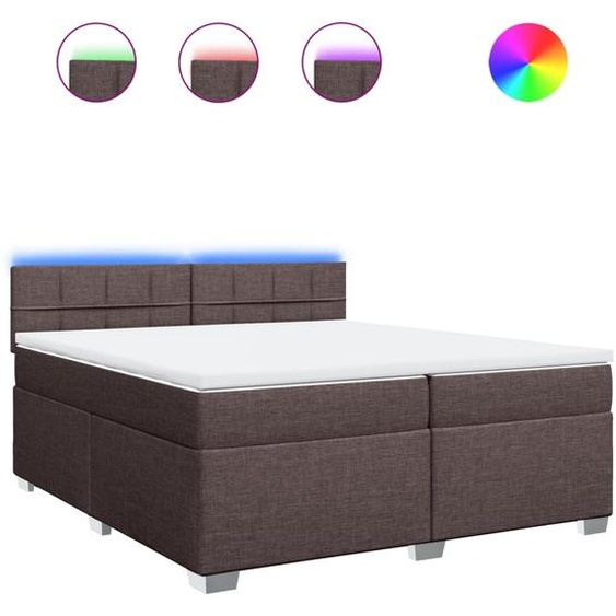 vidaXL Lit boxspring avec matelas brun foncé 200x200 cm Tissu