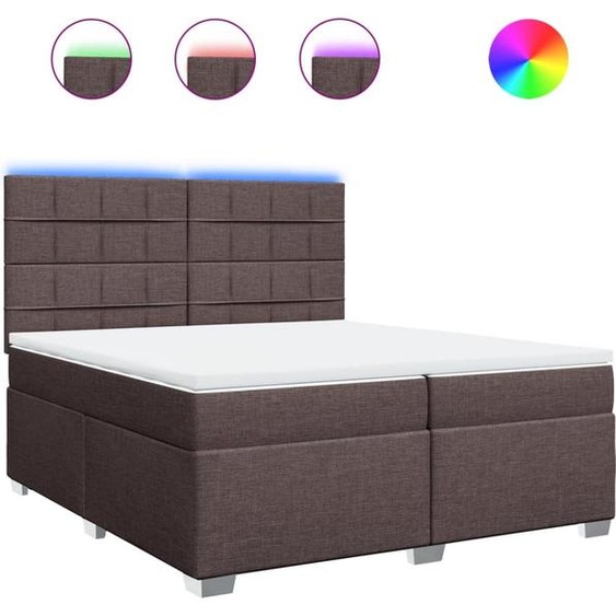 vidaXL Lit boxspring avec matelas brun foncé 200x200 cm Tissu