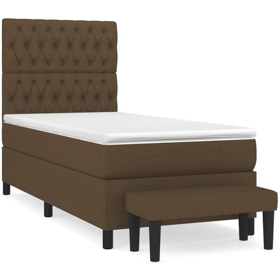 vidaXL Lit boxspring avec matelas brun foncé 90x200 cm Tissu