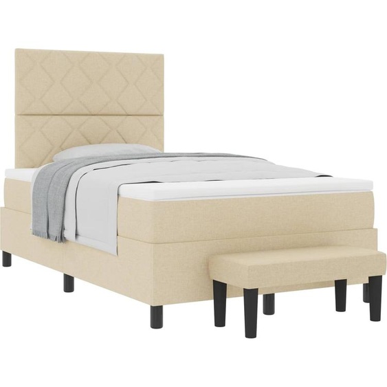 vidaXL Lit Boxspring avec tête de lit Crème 120 x 200 cm Tissu