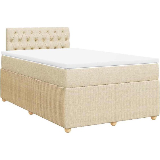 vidaXL Lit boxspring avec matelas Crème 120x190 cm Tissu