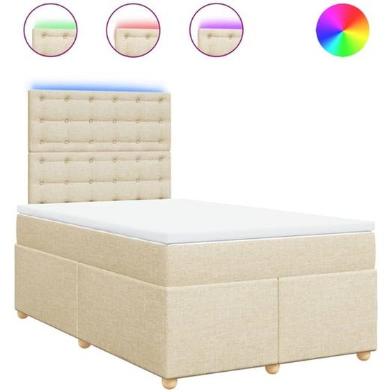 vidaXL Lit boxspring avec matelas Crème 120x190 cm Tissu