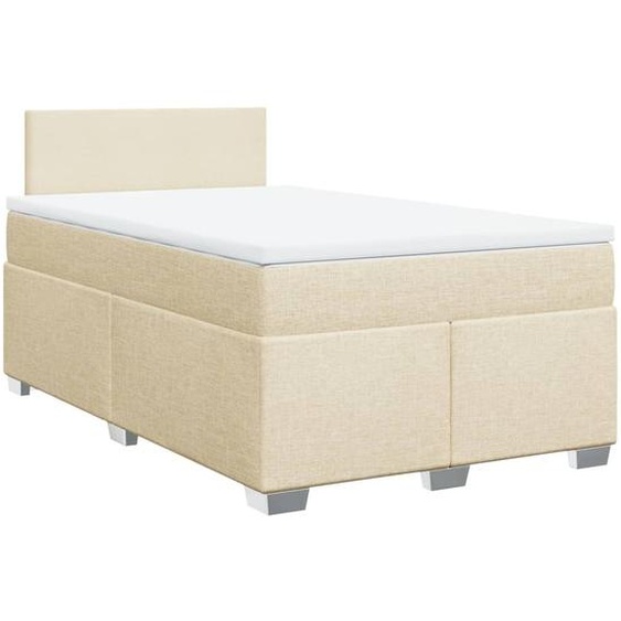 vidaXL Lit boxspring avec matelas Crème 120x190 cm Tissu
