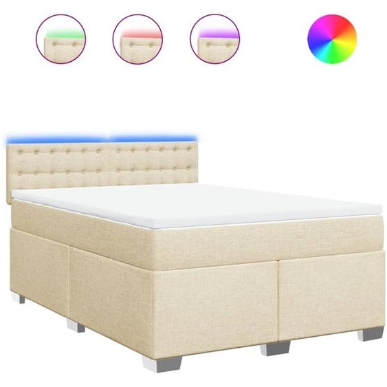 vidaXL Lit boxspring avec matelas Crème 140x200 cm Tissu