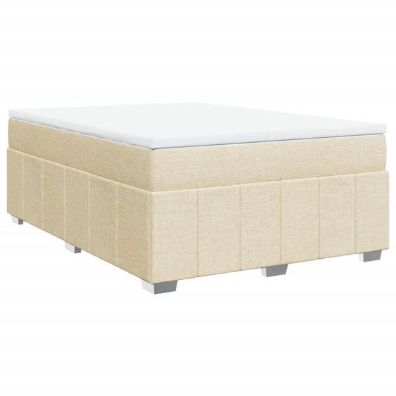 vidaXL Lit boxspring avec matelas Crème 140x200 cm Tissu