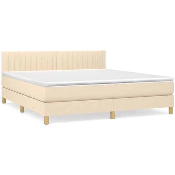 vidaXL Lit boxspring avec matelas Crème 180x200 cm Tissu