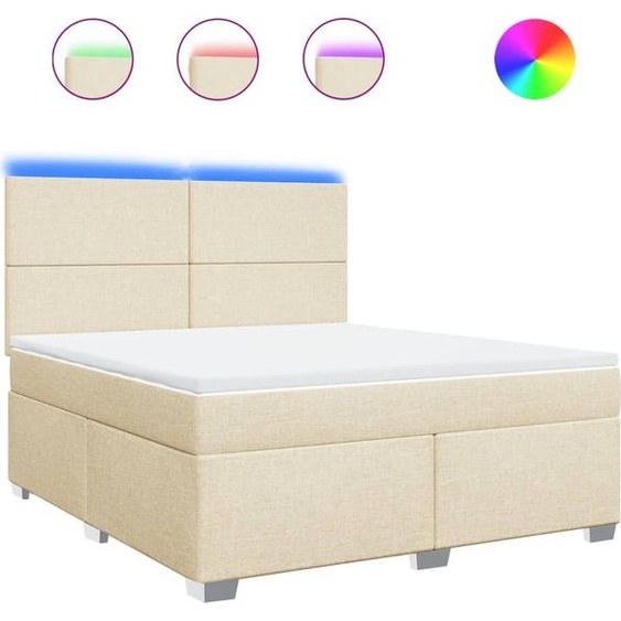 vidaXL Lit boxspring avec matelas Crème 180x200 cm Tissu