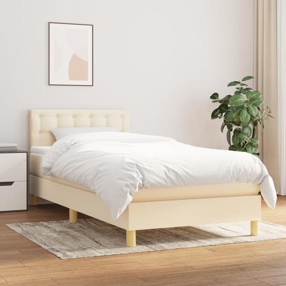 vidaXL Lit boxspring avec matelas Crème 80x200 cm Tissu