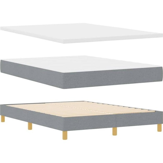 vidaXL Lit boxspring avec matelas Crème 90x200 cm Tissu Gris clair