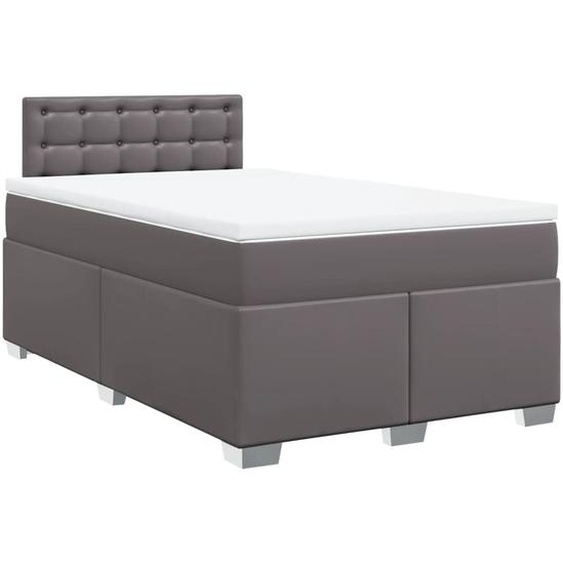 vidaXL Lit boxspring avec matelas Gris 120x190 cm Similicuir