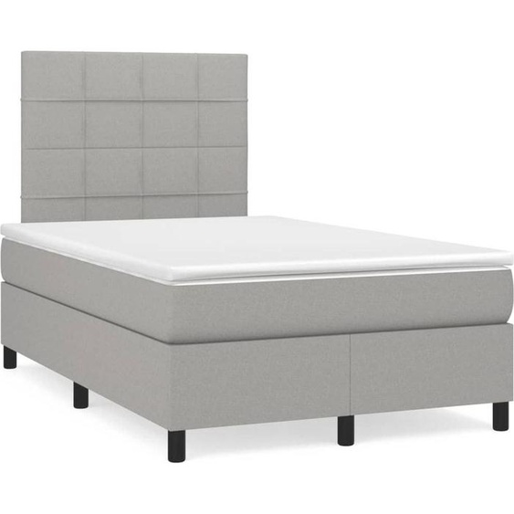vidaXL Lit boxspring avec matelas gris clair 120x190 cm Tissu