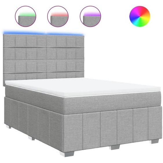 vidaXL Lit boxspring avec matelas gris clair 140x190 cm Tissu