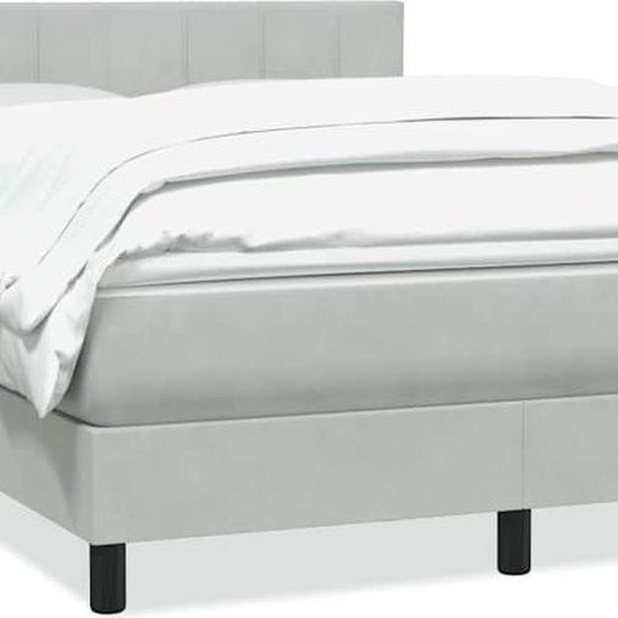 vidaXL Lit boxspring avec matelas gris clair 160x220 cm velours