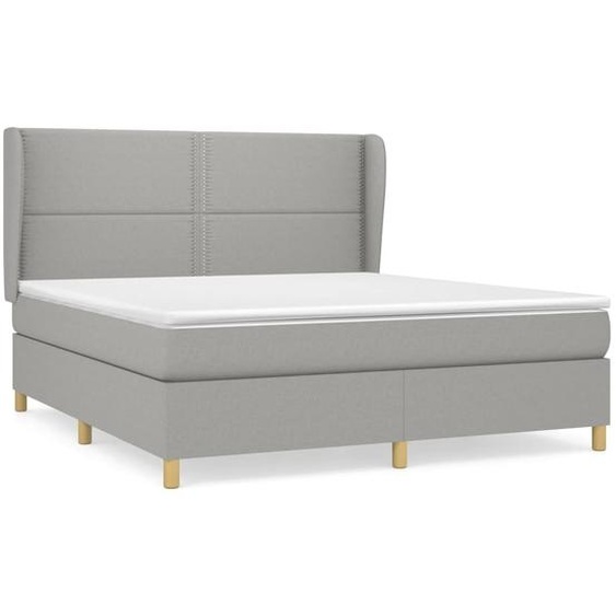 vidaXL Lit boxspring avec matelas gris clair 180x200 cm Tissu
