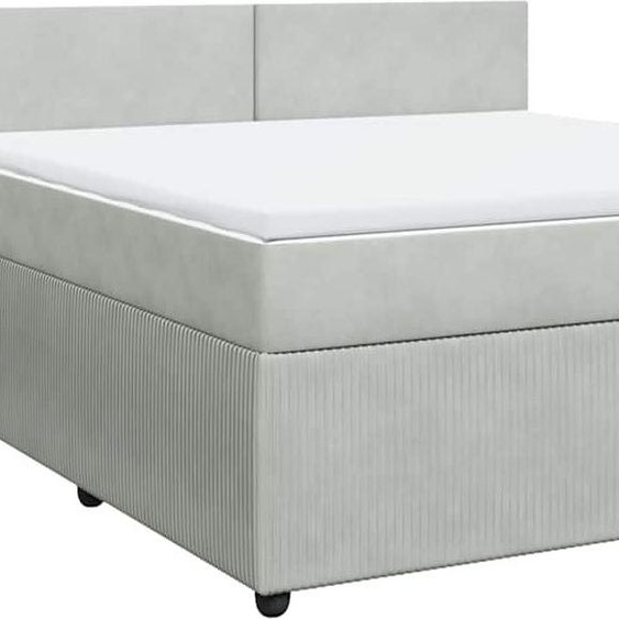 vidaXL Lit boxspring avec matelas gris clair 180x200 cm velours