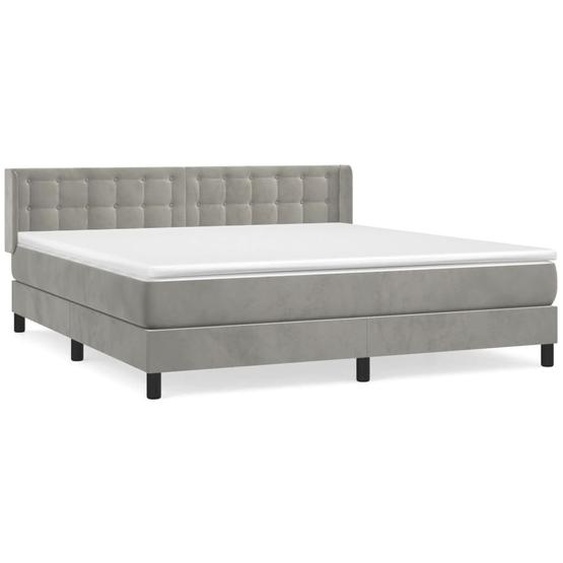 vidaXL Lit boxspring avec matelas gris clair 180x200 cm velours