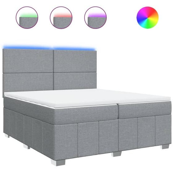 vidaXL Lit boxspring avec matelas gris clair 200x200 cm Tissu