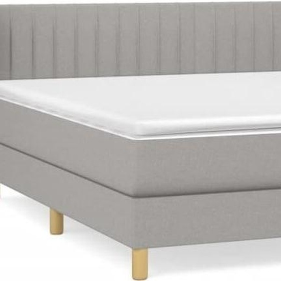 vidaXL Lit boxspring avec matelas gris clair 200x200 cm Tissu