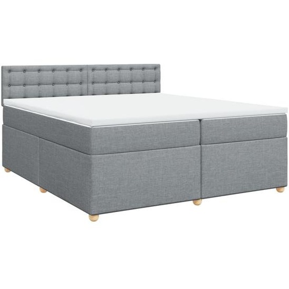 vidaXL Lit boxspring avec matelas gris clair 200x200 cm Tissu