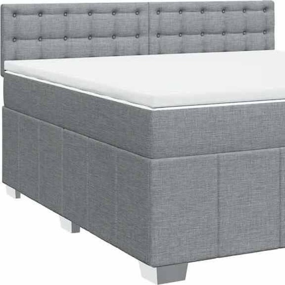 vidaXL Lit boxspring avec matelas gris clair 200x200 cm Tissu