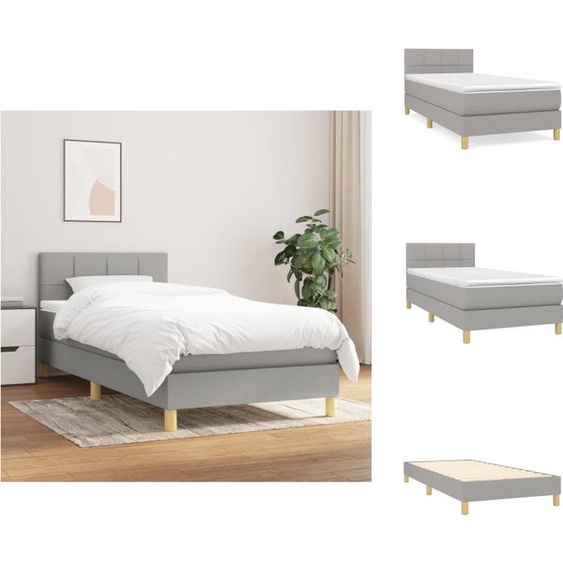 vidaXL Lit Boxspring avec matelas Gris clair 80x200 cm Tissu - Lits et Sommiers