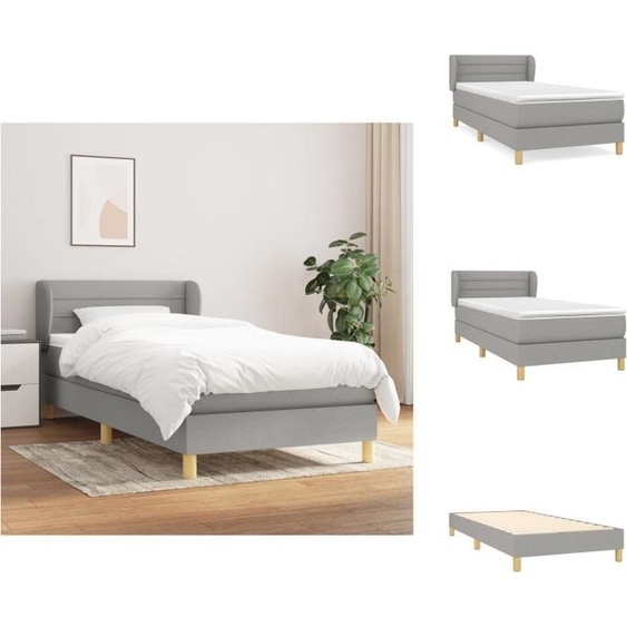 vidaXL Lit Boxspring avec matelas Gris clair 90x190 cm Tissu - Lits et Sommiers