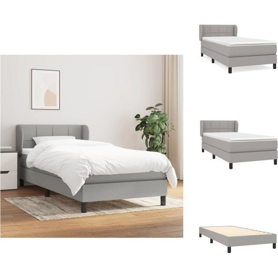 vidaXL Lit Boxspring avec matelas Gris clair 90x200 cm Tissu - Lits et Sommiers