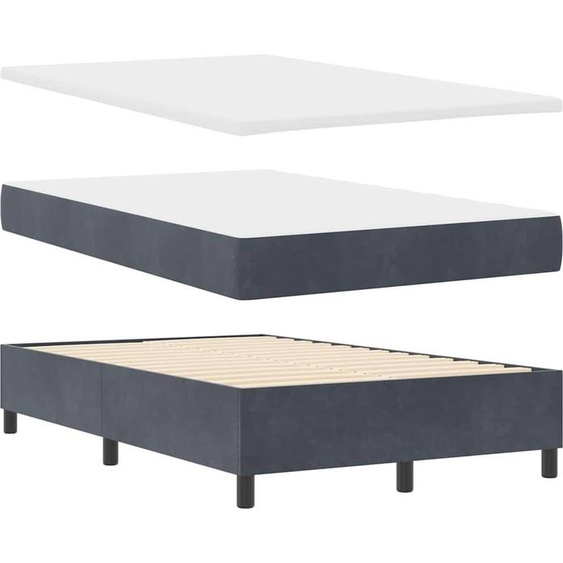 vidaXL Lit boxspring avec matelas gris foncé 120 x 200 cm velours