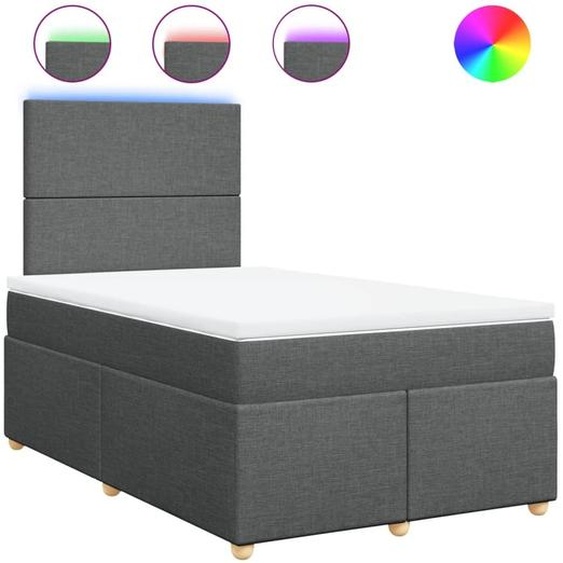 vidaXL Lit boxspring avec matelas gris foncé 120x190 cm Tissu