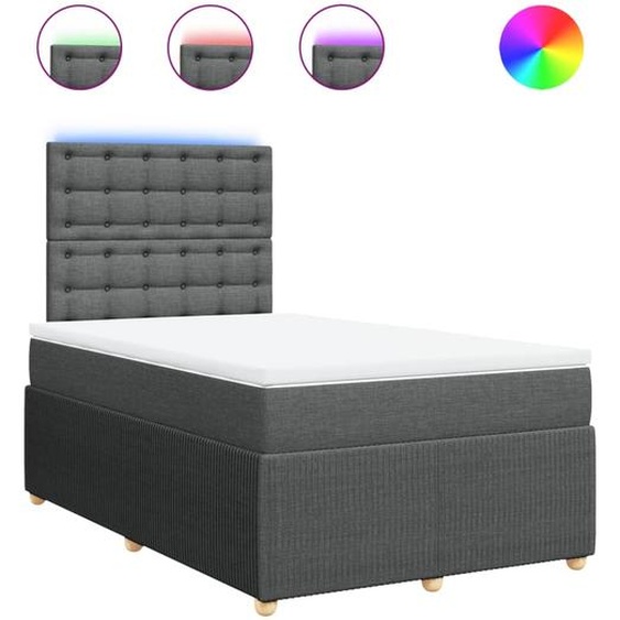 vidaXL Lit boxspring avec matelas gris foncé 120x190 cm Tissu