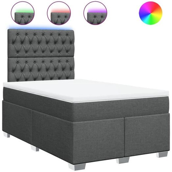 vidaXL Lit boxspring avec matelas gris foncé 120x190 cm Tissu