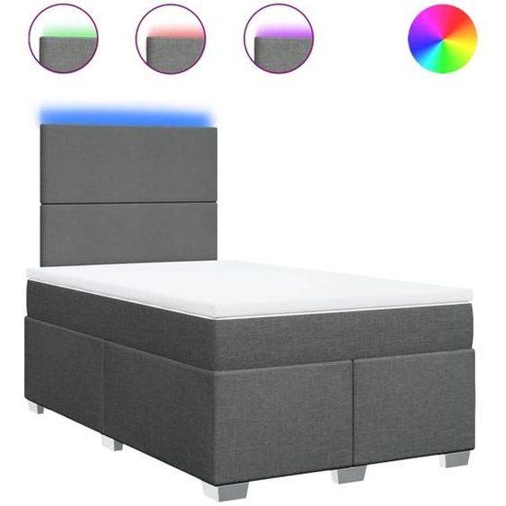 vidaXL Lit boxspring avec matelas gris foncé 120x190 cm Tissu