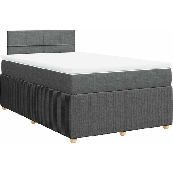 vidaXL Lit boxspring avec matelas gris foncé 120x190 cm Tissu