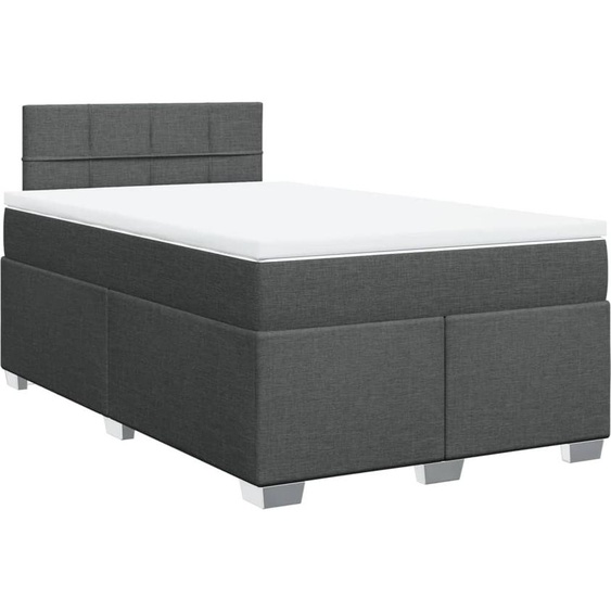 vidaXL Lit boxspring avec matelas gris foncé 120x190 cm Tissu