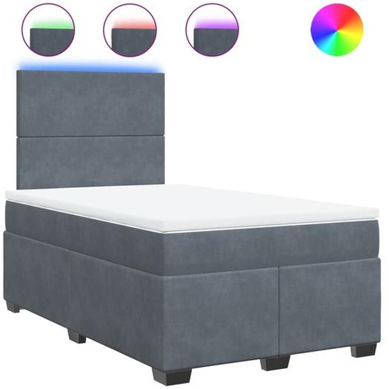 vidaXL Lit boxspring avec matelas gris foncé 120x190 cm velours