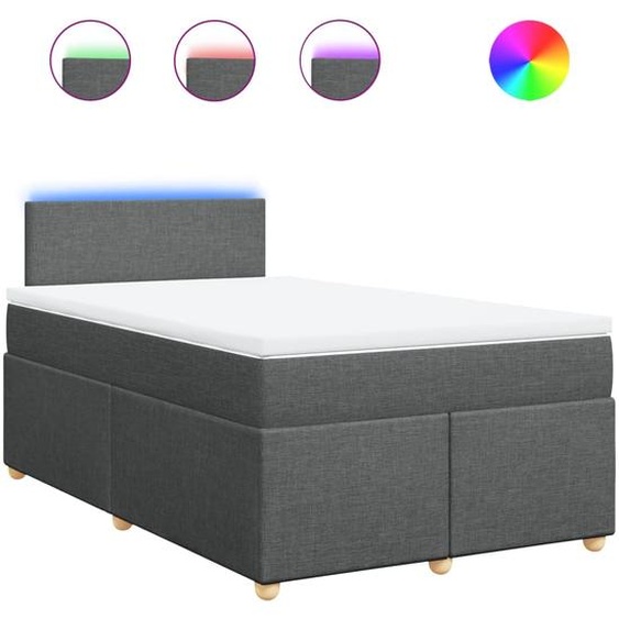 vidaXL Lit boxspring avec matelas gris foncé 120x200 cm Tissu