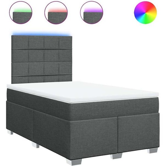 vidaXL Lit boxspring avec matelas gris foncé 120x200 cm Tissu