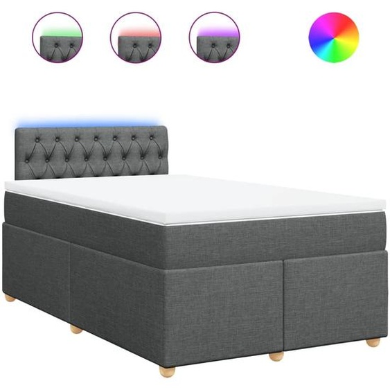 vidaXL Lit boxspring avec matelas gris foncé 120x200 cm Tissu