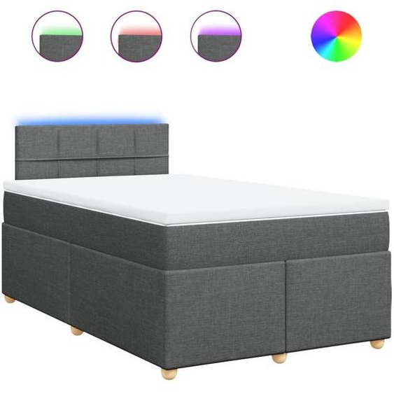 vidaXL Lit boxspring avec matelas gris foncé 120x200 cm Tissu