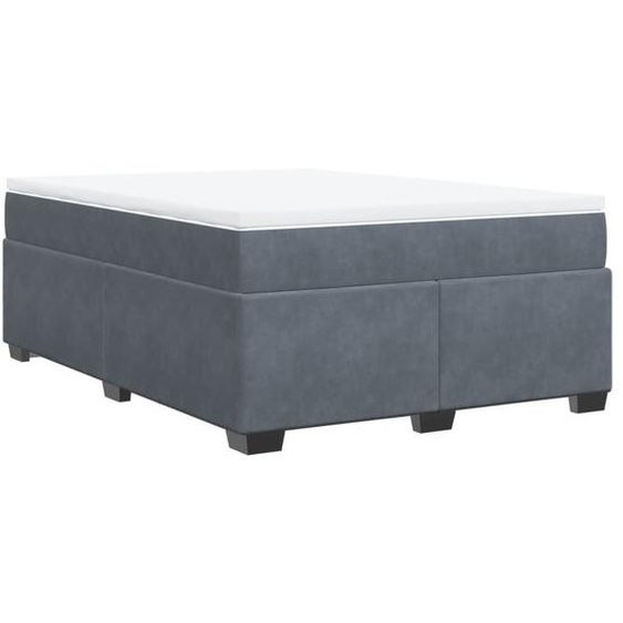 vidaXL Lit boxspring avec matelas gris foncé 140x190 cm velours