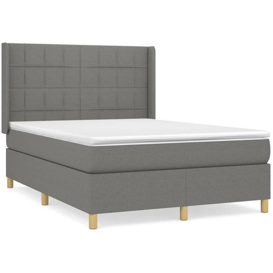 vidaXL Lit boxspring avec matelas gris foncé 140x200 cm Tissu