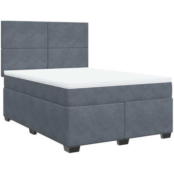 vidaXL Lit boxspring avec matelas gris foncé 140x200 cm velours