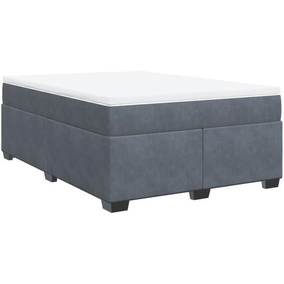 vidaXL Lit boxspring avec matelas gris foncé 140x200 cm velours
