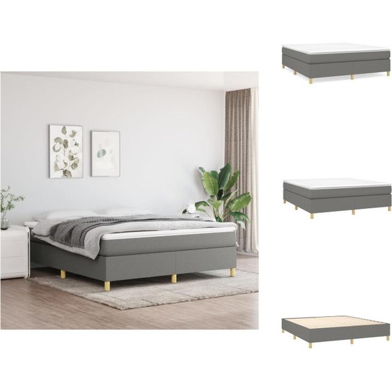 vidaXL Lit Boxspring avec matelas Gris foncé 160x200 cm Tissu - Lits et Sommiers