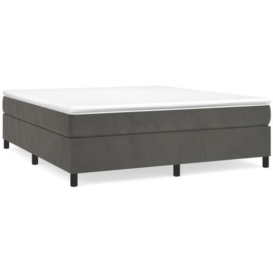 vidaXL Lit boxspring avec matelas gris foncé 200x200 cm velours