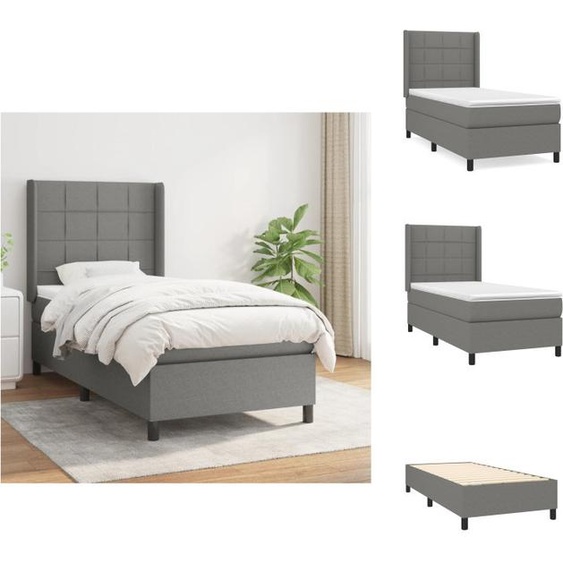 vidaXL Lit Boxspring avec matelas Gris foncé 80x200 cm Tissu - Lits et Sommiers