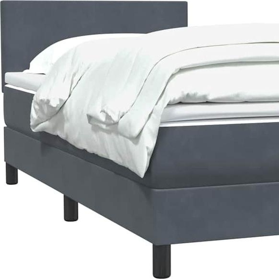 vidaXL Lit boxspring avec matelas gris foncé 80x220 cm velours