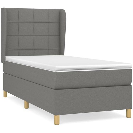 vidaXL Lit boxspring avec matelas gris foncé 90x190 cm Tissu
