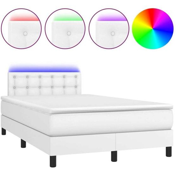 vidaXL Lit Boxspring avec matelas & LED Blanc 120x200 cm Similicuir